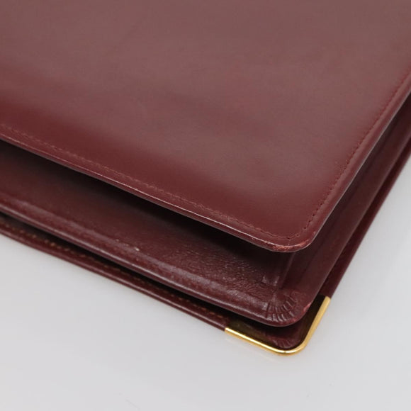 CARTIER Must Line Clutch Bag Leather Bordeaux Gold Auth bs27354