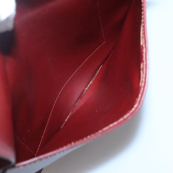 CARTIER Must Line Clutch Bag Leather Bordeaux Gold Auth bs27354