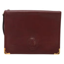 CARTIER Must Line Clutch Bag Leather Bordeaux Gold Auth bs27354-13