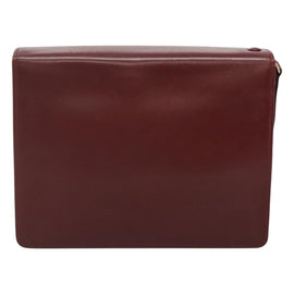 CARTIER Must Line Clutch Bag Leather Bordeaux Gold Auth bs27354 - 0