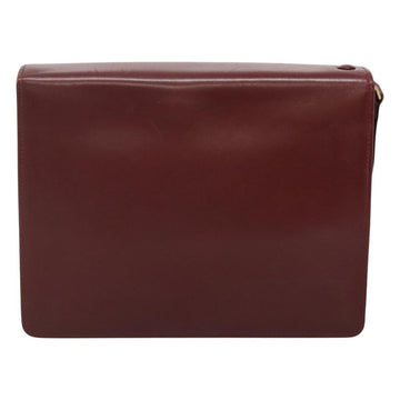 CARTIER Must Line Clutch Bag Leather Bordeaux Gold Auth bs27354 - 0