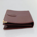 CARTIER Must Line Clutch Bag Leather Bordeaux Gold Auth bs27354-4