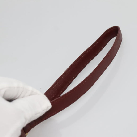 CARTIER Must Line Clutch Bag Leather Bordeaux Gold Auth bs27354