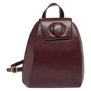 CARTIER Must Line Backpack Leather Bordeaux Gold Auth bs27355-1