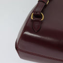 CARTIER Must Line Backpack Leather Bordeaux Gold Auth bs27355-16