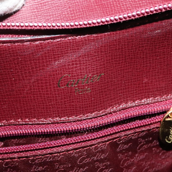 CARTIER Must Line Backpack Leather Bordeaux Gold Auth bs27355