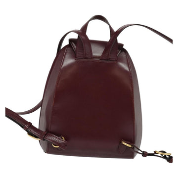 CARTIER Must Line Backpack Leather Bordeaux Gold Auth bs27355 - 0