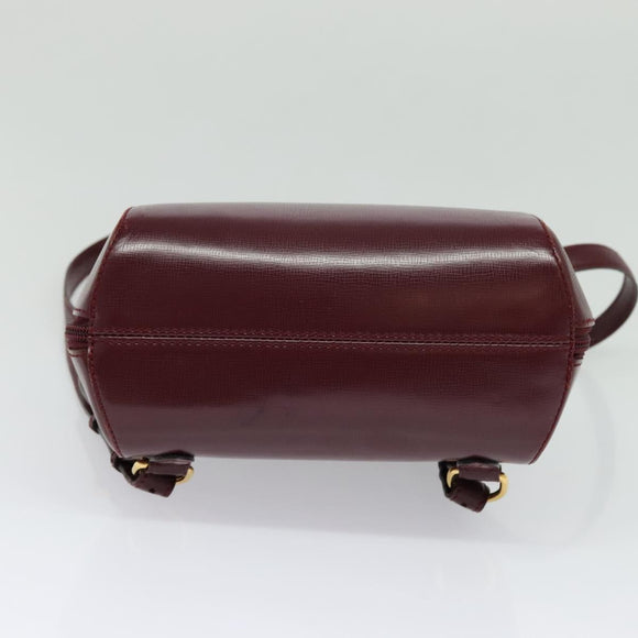 CARTIER Must Line Backpack Leather Bordeaux Gold Auth bs27355