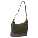 LOEWE Shoulder Bag Canvas Leather Khaki Auth bs27361-1