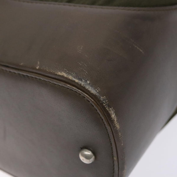 LOEWE Shoulder Bag Canvas Leather Khaki Auth bs27361