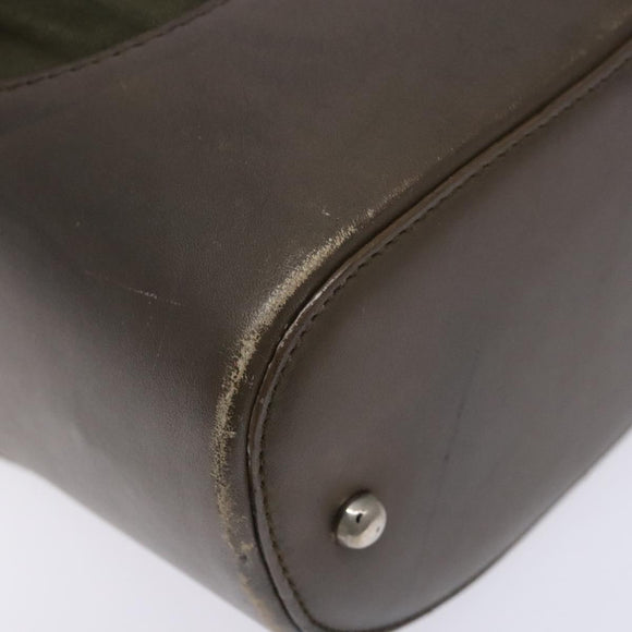 LOEWE Shoulder Bag Canvas Leather Khaki Auth bs27361