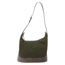 LOEWE Shoulder Bag Canvas Leather Khaki Auth bs27361-13