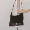 LOEWE Shoulder Bag Canvas Leather Khaki Auth bs27361-20