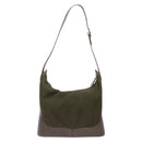LOEWE Shoulder Bag Canvas Leather Khaki Auth bs27361-2
