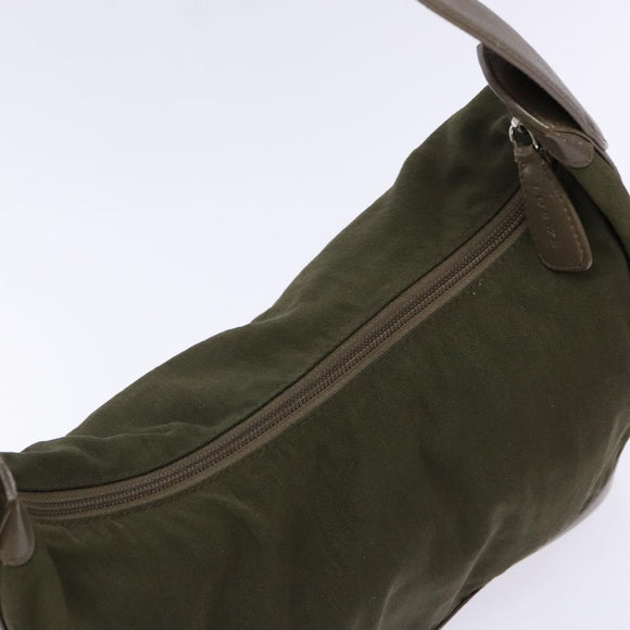 LOEWE Shoulder Bag Canvas Leather Khaki Auth bs27361