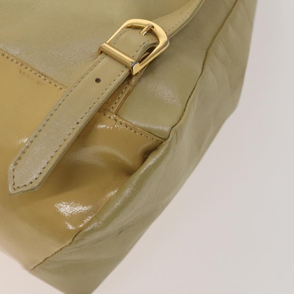 VERSACE Backpack Leather Beige Gold Auth bs27362