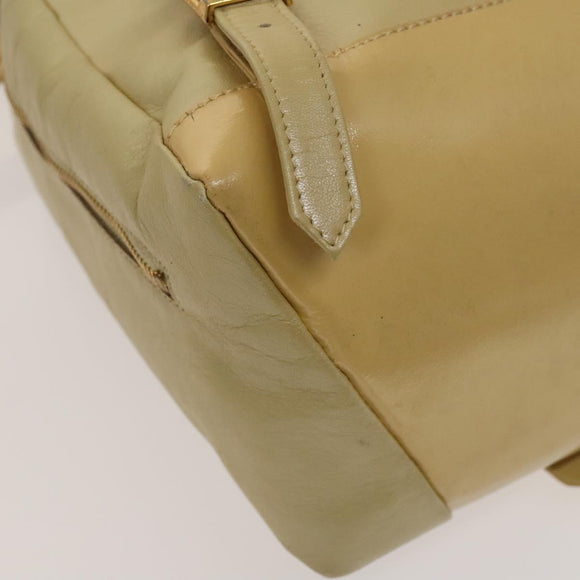 VERSACE Backpack Leather Beige Gold Auth bs27362