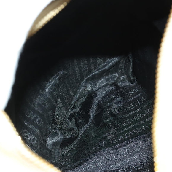 VERSACE Backpack Leather Beige Gold Auth bs27362