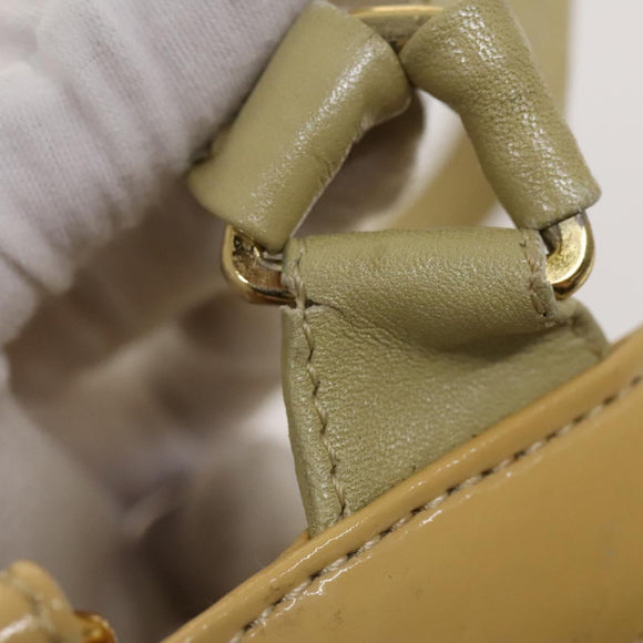 VERSACE Backpack Leather Beige Gold Auth bs27362