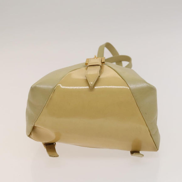 VERSACE Backpack Leather Beige Gold Auth bs27362