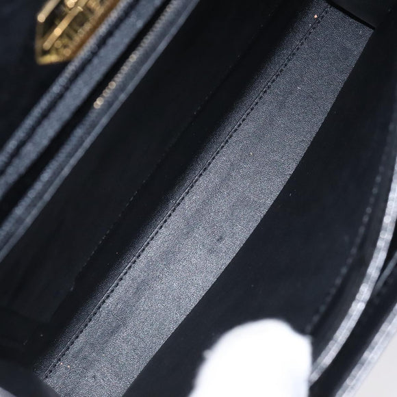 GIVENCHY Hand Bag Leather Black Silver Auth bs27366