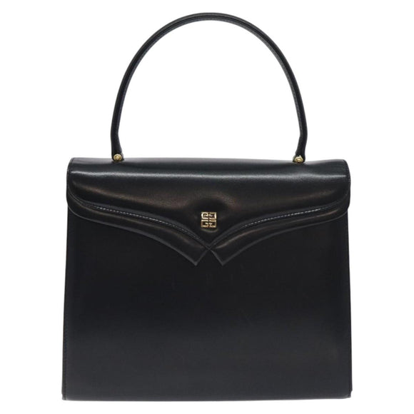GIVENCHY Hand Bag Leather Black Silver Auth bs27366