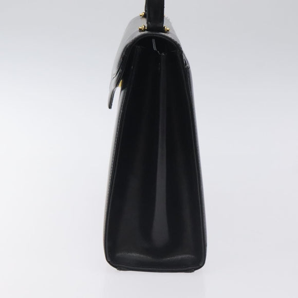 GIVENCHY Hand Bag Leather Black Silver Auth bs27366