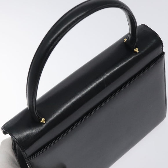 GIVENCHY Hand Bag Leather Black Silver Auth bs27366