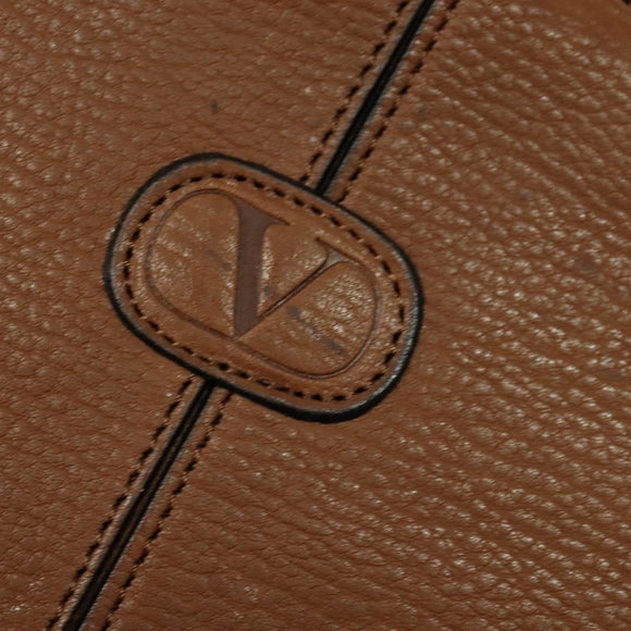 VALENTINO Hand Bag Leather 2way Brown Gold Auth bs27369