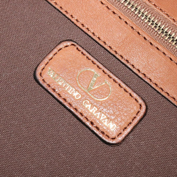 VALENTINO Hand Bag Leather 2way Brown Gold Auth bs27369