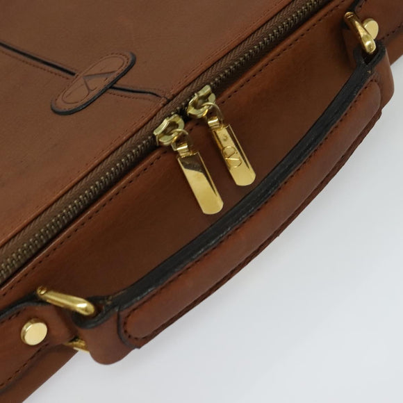 VALENTINO Hand Bag Leather 2way Brown Gold Auth bs27369