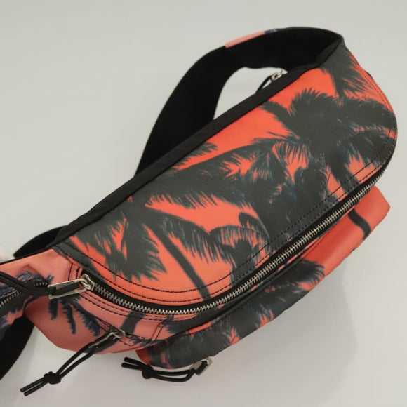 SAINT LAURENT Body Bag Nylon Pink Silver Auth bs27374