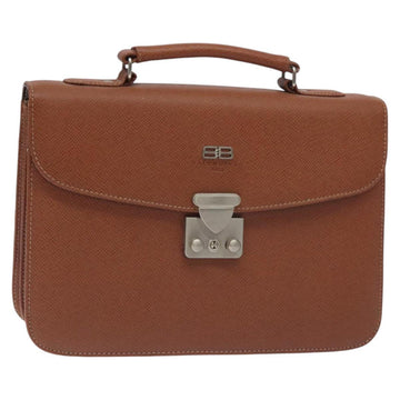BALENCIAGA Hand Bag Leather Vintage Brown Silver Auth bs27376