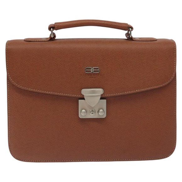 BALENCIAGA Hand Bag Leather Vintage Brown Silver Auth bs27376