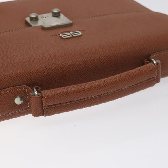 BALENCIAGA Hand Bag Leather Vintage Brown Silver Auth bs27376