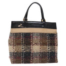 BURBERRY Nova Check Hand Bag Wool Beige Gold Auth bs27390-1