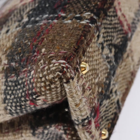 BURBERRY Nova Check Hand Bag Wool Beige Gold Auth bs27390