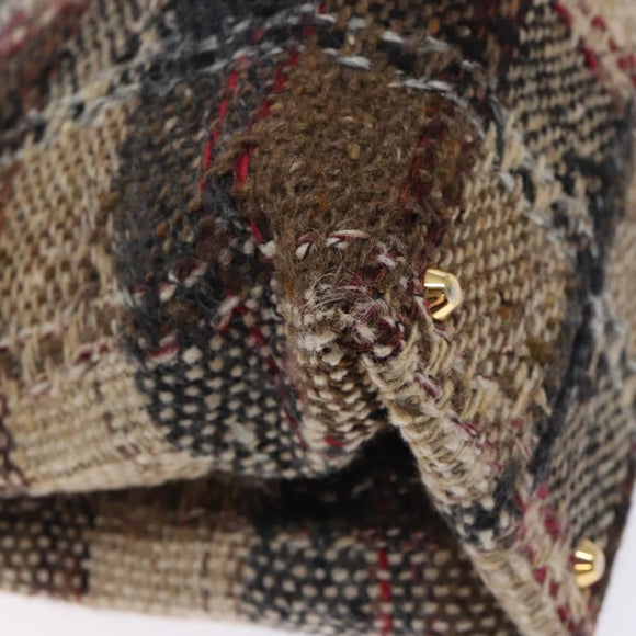 BURBERRY Nova Check Hand Bag Wool Beige Gold Auth bs27390