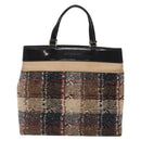 BURBERRY Nova Check Hand Bag Wool Beige Gold Auth bs27390-13