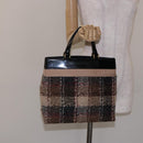 BURBERRY Nova Check Hand Bag Wool Beige Gold Auth bs27390-20