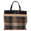 BURBERRY Nova Check Hand Bag Wool Beige Gold Auth bs27390-2