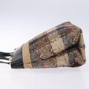 BURBERRY Nova Check Hand Bag Wool Beige Gold Auth bs27390-4