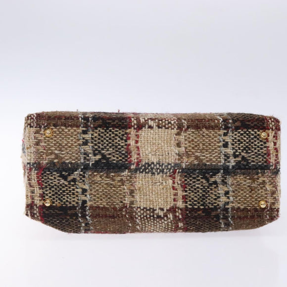 BURBERRY Nova Check Hand Bag Wool Beige Gold Auth bs27390