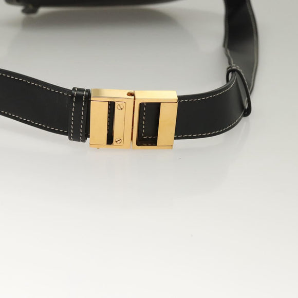 BURBERRY Waist Bag Leather Black Gold Auth bs27391