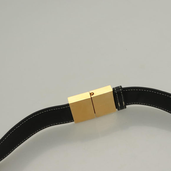 BURBERRY Waist Bag Leather Black Gold Auth bs27391