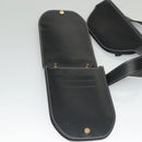BURBERRY Waist Bag Leather Black Gold Auth bs27391-9
