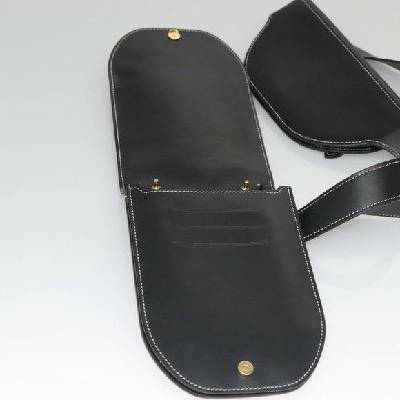BURBERRY Waist Bag Leather Black Gold Auth bs27391