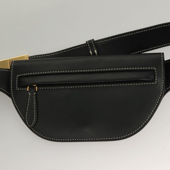 BURBERRY Waist Bag Leather Black Gold Auth bs27391