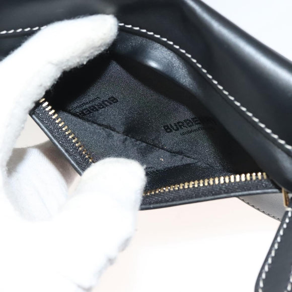 BURBERRY Waist Bag Leather Black Gold Auth bs27391