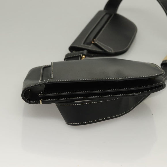 BURBERRY Waist Bag Leather Black Gold Auth bs27391